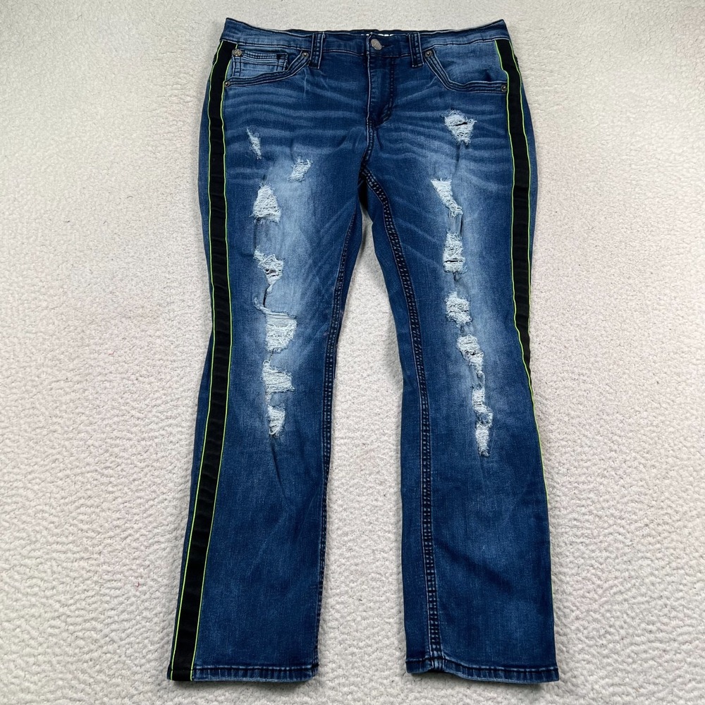 American Fighter Jeans Men's 36 Short‎ Defender Slim Distressed Stretch Striped